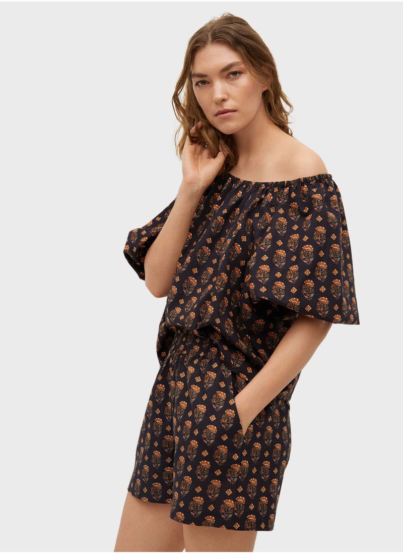 MANGO - Balloon Sleeves Off Shoulder Top - Image 1