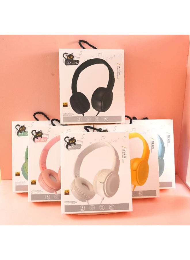 Mz-026 Headset Macaron Color Wired Children's Computer Headphones Microphone Controlled By Wire Digital/computer Headphones-Color:Blue  - Image 2