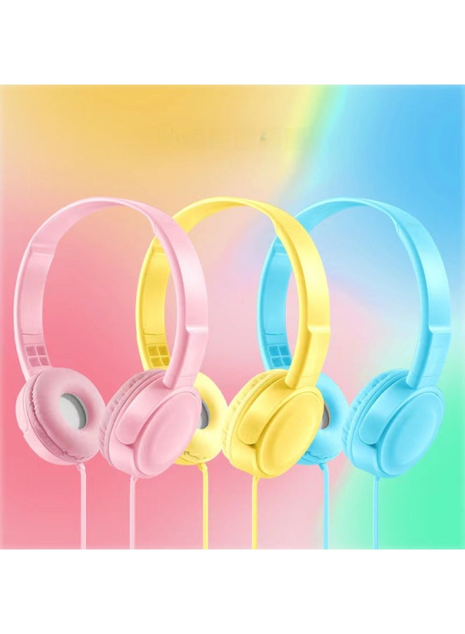 Mz-026 Headset Macaron Color Wired Children's Computer Headphones Microphone Controlled By Wire Digital/computer Headphones-Color:Blue  - Image 4