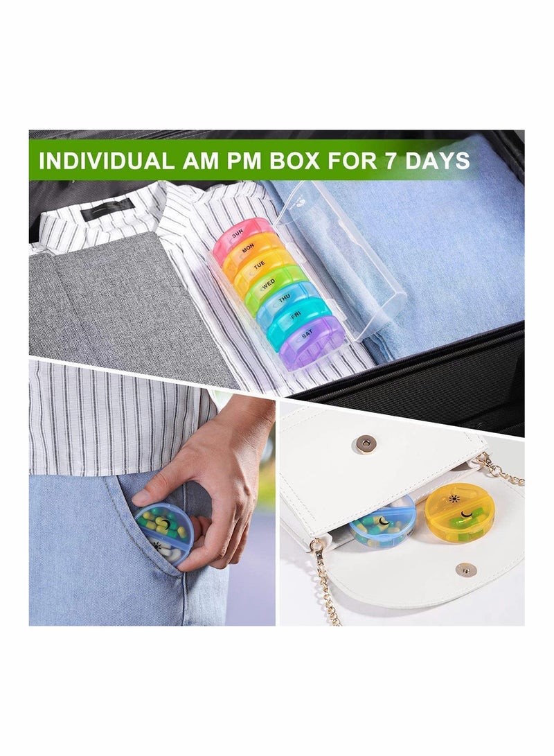 Suntown Weekly Pill Organizer Multicolour, Portable Round Storage Case - Image 4