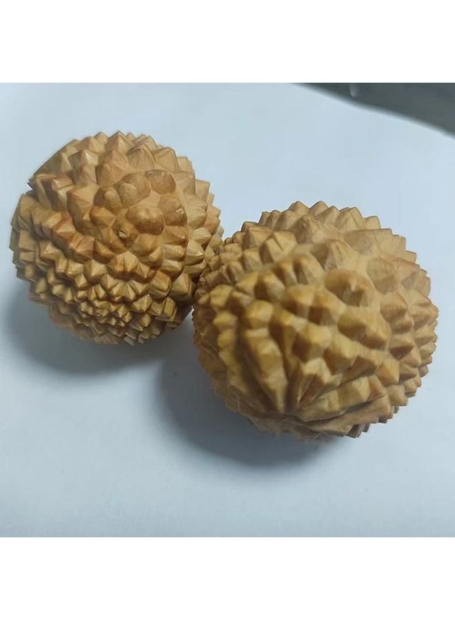 Yellow Cypress Wood Hand Massage Ball 1 77 Inch for Relaxation Yoga Meditation Fitness - Image 2