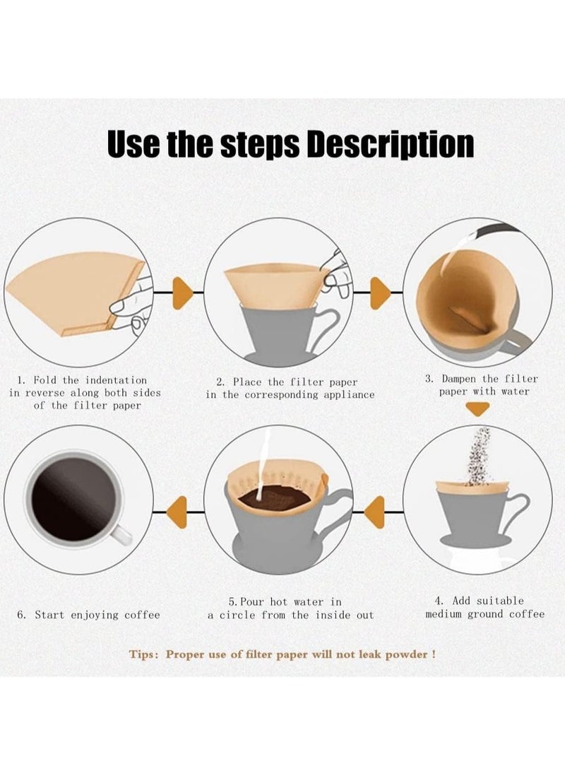 عام 100 قطعة من ورق فلتر القهوة على شكل مروحة، ورق فلتر للأذن معلق على شكل مروحة، ورق فلتر للأذن V02، ورق فلتر القهوة الأصلي من لب الخشب - Image 3