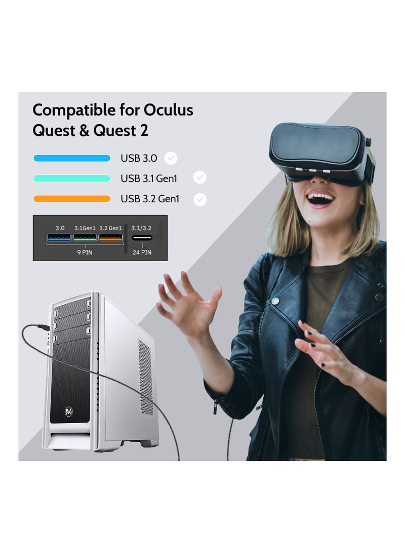 KASTWAVE Link Cable Compatible for Oculus Quest 2 20ft, Fast Charing & PC Data Transfer USB C 3.2 Gen1 Cable for VR Headset and Gaming PC - Image 3