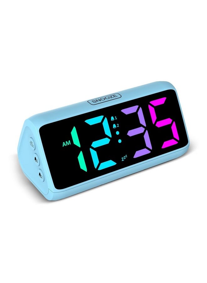 Netzu Loud Alarm Clock For Heavy Sleepers, Rgb Alarm Clocks For Bedrooms Seniors Kids, Plug In Digital Clock With 5 Dimmers, 2 Alarms, 4 Volumes And Snooze  - Image 1