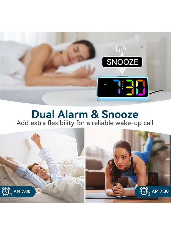 Netzu Loud Alarm Clock For Heavy Sleepers, Rgb Alarm Clocks For Bedrooms Seniors Kids, Plug In Digital Clock With 5 Dimmers, 2 Alarms, 4 Volumes And Snooze  - Image 4