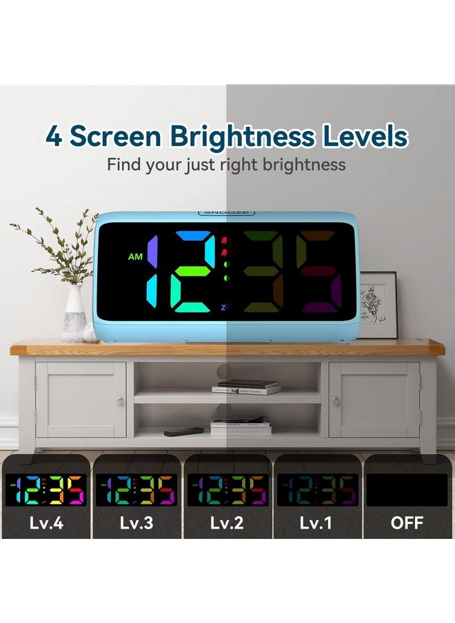 Netzu Loud Alarm Clock For Heavy Sleepers, Rgb Alarm Clocks For Bedrooms Seniors Kids, Plug In Digital Clock With 5 Dimmers, 2 Alarms, 4 Volumes And Snooze  - Image 5