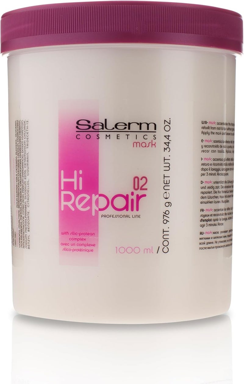 Salerm ماسك ساليرم هاي ريبير مع مركب بروتين السيليكون 02 - 1000 مل (34.4 أونصة) - Image 1