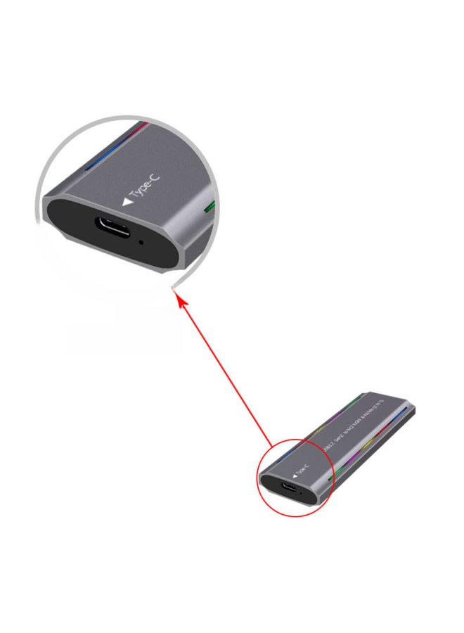 M.2 Solid State USB3.1NGFF  Nvme Protocol Hard Disk Box Type-C RGB Light Aluminum Alloy Mobile Hard Disk Box-Color:TNP07-L-CCA(NGFF/NVME Dual Protocol) Gray - Image 4