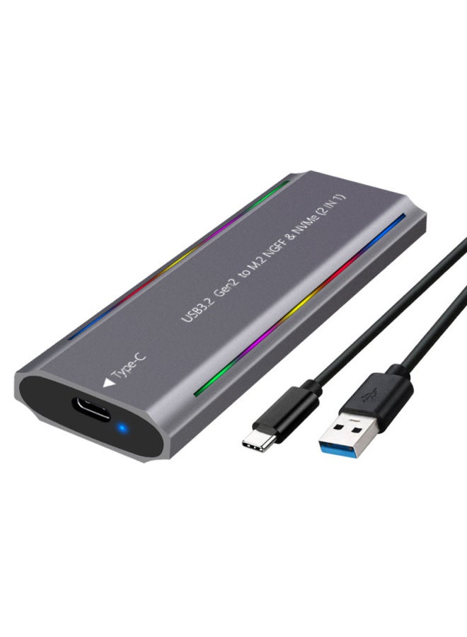 M.2 Solid State USB3.1NGFF  Nvme Protocol Hard Disk Box Type-C RGB Light Aluminum Alloy Mobile Hard Disk Box-Color:TNP07-L-CCA(NGFF/NVME Dual Protocol) Gray - Image 3