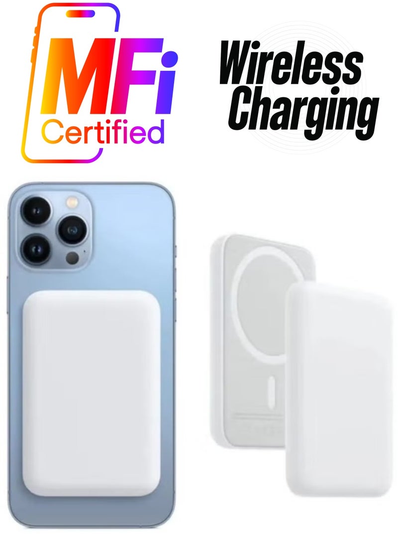BGM - iPhone MagSafe Battery Pack For iPhone 12/13/14/15/16, iPhone 12/13/14/15/16 Pro, iPhone 12/13/14/15/16 Pro Max and iPhone 12/13 Mini - White - Image 1