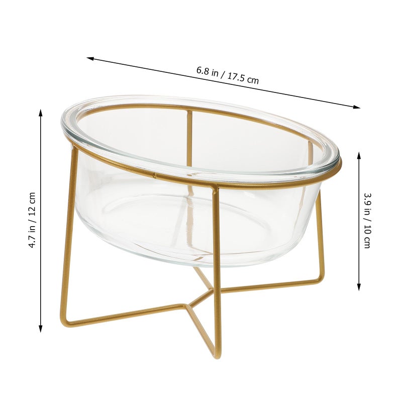 Tilted Pet Food Bowl with Glass Dish and Metal Stand 800ml 17 8cm for Cats and Dogs - Image 3