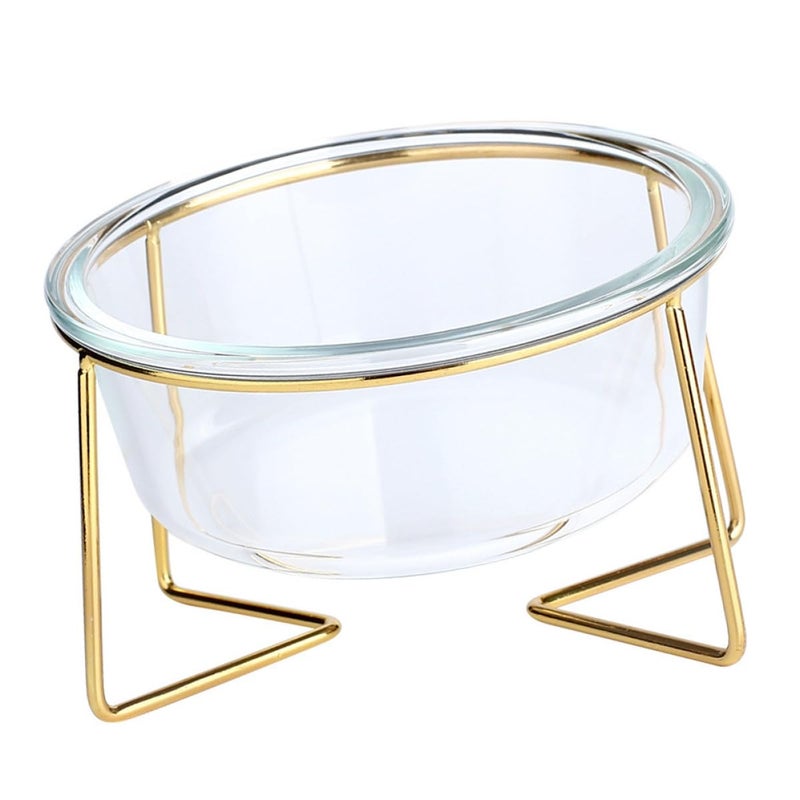 Tilted Pet Food Bowl with Glass Dish and Metal Stand 800ml 17 8cm for Cats and Dogs - Image 2