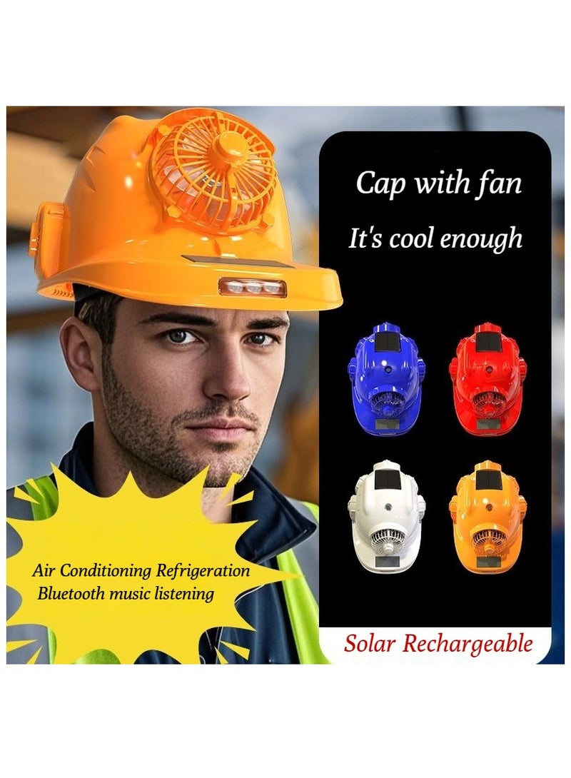 Multi-functional fan safety helmet, solar rechargeable with light, Bluetooth air conditioner, sun protection and shading, construction site summer helmet - Image 2