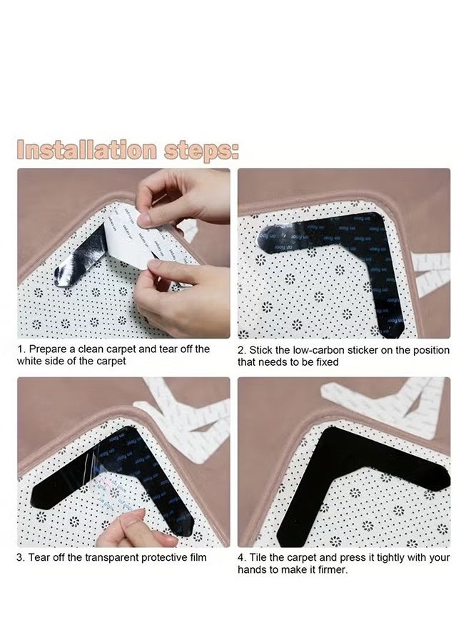 YJ 10pcs Reusable Carpet Stickers, Non-Slip Washable Rug Stickers, Hardwood Corner Carpet, Prevent Rugs From Moving And Rolling Edges, U-shape Carpet Sticker - Image 4