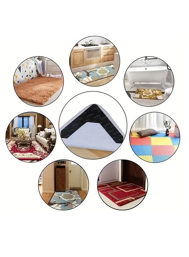YJ 10pcs Reusable Carpet Stickers, Non-Slip Washable Rug Stickers, Hardwood Corner Carpet, Prevent Rugs From Moving And Rolling Edges, U-shape Carpet Sticker - Image 5