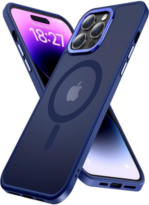 Magnetic Case for iPhone 14 Pro Max, Compatible with MagSafe Shockproof Protection Cover, Translucent Matte Phone Case with Strong Magnet, Slim Case for Apple 14 Pro Max 6.7 Inch (2022)-Blue
