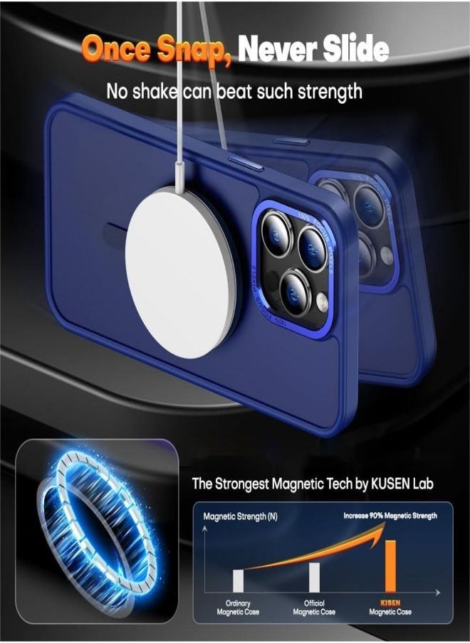 ESCASE - Magnetic Case for iPhone 14 Pro Max, Compatible with MagSafe Shockproof Protection Cover, Translucent Matte Phone Case with Strong Magnet, Slim Case for Apple 14 Pro Max 6.7 Inch (2022)-Blue - Image 1