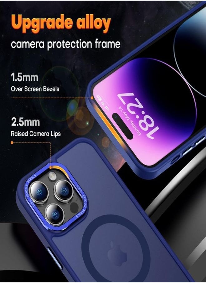 ESCASE - Magnetic Case for iPhone 14 Pro Max, Compatible with MagSafe Shockproof Protection Cover, Translucent Matte Phone Case with Strong Magnet, Slim Case for Apple 14 Pro Max 6.7 Inch (2022)-Blue - Image 1