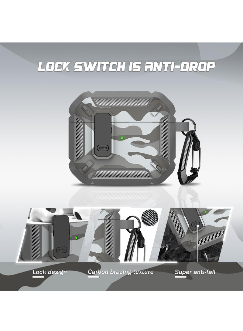 Rugged Armor Case Cover with Cleaning Kit for Apple AirPods Pro 2, Shockproof Protective Shell (Camo Gray) - Image 2