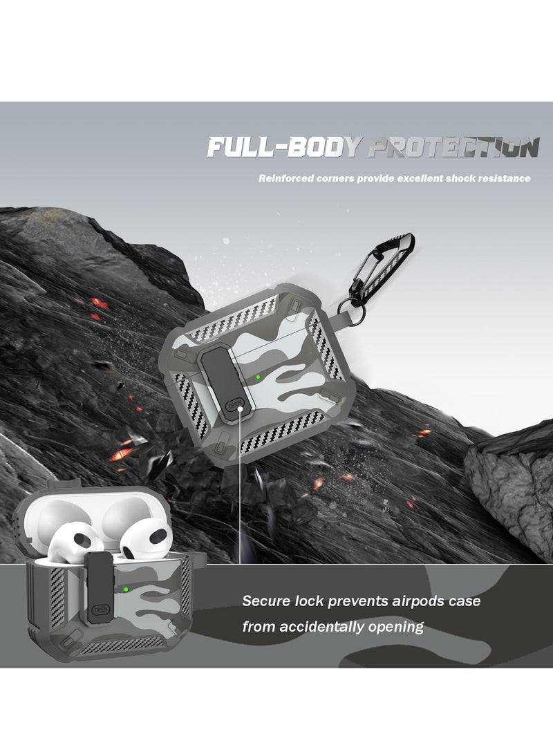 Rugged Armor Case Cover with Cleaning Kit for Apple AirPods Pro 2, Shockproof Protective Shell (Camo Gray) - Image 3