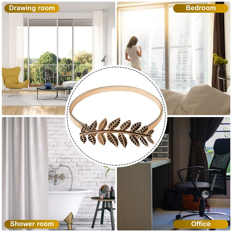 VIIVY VIYIV Curtain Tiebacks, Metal Bronze Leaf Curtain Holdbacks, Novelty Window Decorative Curtain Ties Drapes with Hooks for Outdoor Living Room Bedroom Gold 1 Pair - Image 2