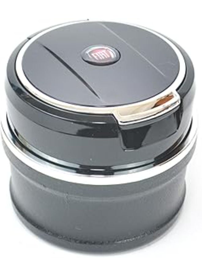 Adjustable Smokeless Car Ashtray with Lid Smell Proof with LED Light with All-ceramic Interior - Cup holder size - Detachable and Portable, Fiat - Black and Silver - Image 1