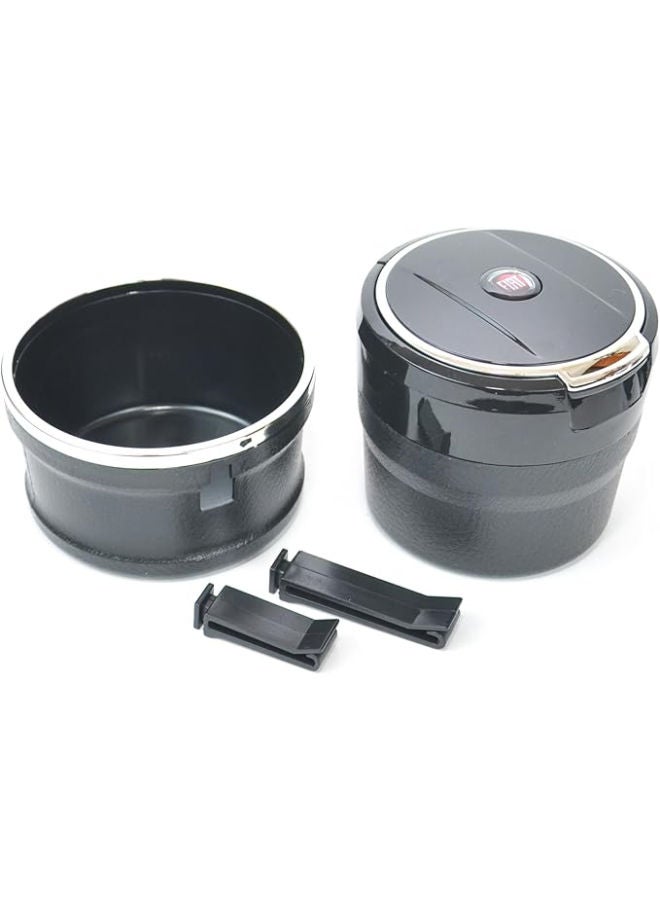 Adjustable Smokeless Car Ashtray with Lid Smell Proof with LED Light with All-ceramic Interior - Cup holder size - Detachable and Portable, Fiat - Black and Silver - Image 2