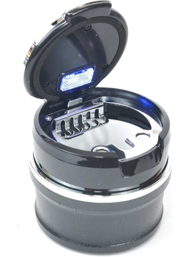 Adjustable Smokeless Car Ashtray with Lid Smell Proof with LED Light with All-ceramic Interior - Cup holder size - Detachable and Portable, Fiat - Black and Silver - Image 3