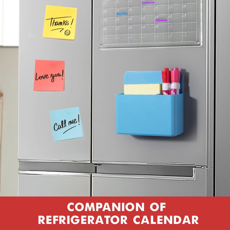 BEYGORM 2 Pack Plastic Magnetic Pen Holder for Refrigerator, Dry Erase Marker Holder for Whiteboardï¼ŒMagnet School Locker Organizer Accessories, Pencil Cup, Pen Caddy, Classroom Organization(Blue) - Image 2