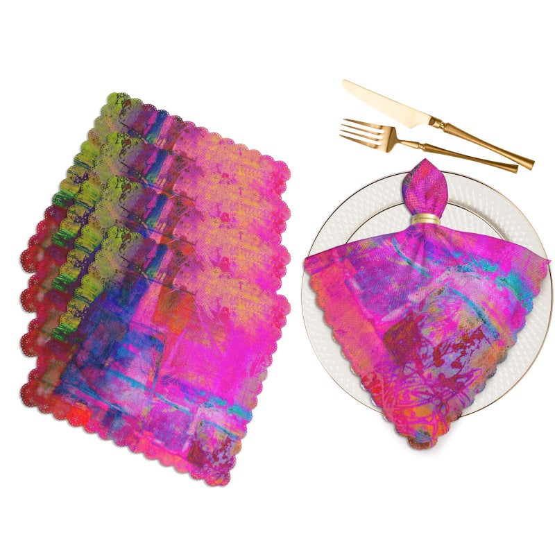 Yibeas Art Abstract Cloth Napkins Dinner Table Napkins Bright Fuchsia Magenta Pink Red Yellow Green and Blue Washable Reusable Napkins Set of 4 Home Holiday Party Wedding