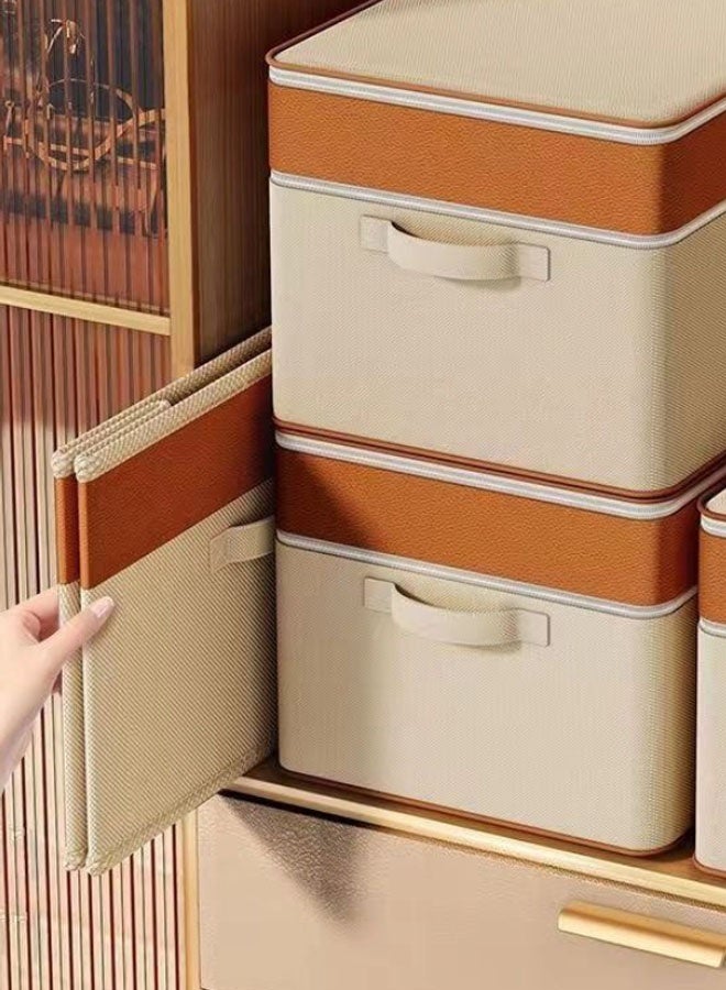 Hanayo 2 Pack Clothes Storage Boxes Double Layer Zipper Clothes Storage Bag Wardrobe Storage Box Portable Storage Bag Winter Quilt Storage Box for Comforters Blankets Bedding Toys Books Clothes Sweaters(Beige)  - Image 4