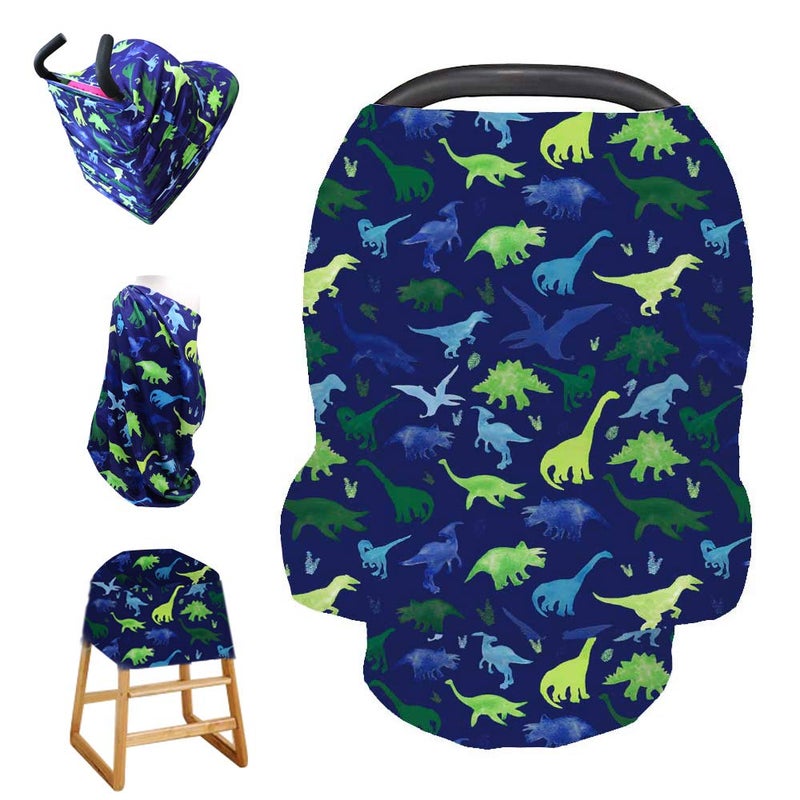 TANOFAR Baby Car Seat Cover, Multi- use Nursing Cover for Breastfeeding, Carseat Cover Boys, Dinosaur Baby Shower Stuff for Newborn, Soft Breathable - Image 1