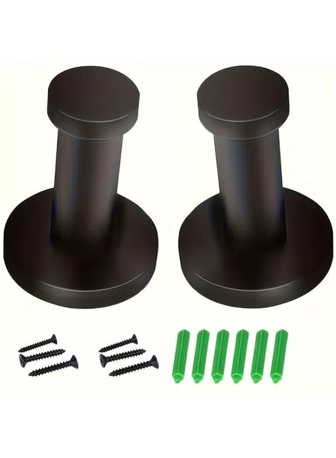 2 Pcs Heavy Duty Black Stainless Steel Wall Mounted Towel Hook Contemporary Style - Image 2