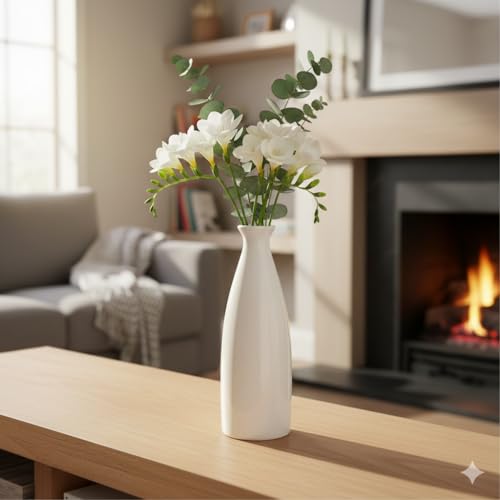 Aabco Unique Shape, Ceremic Vase for Living Room, Home Decoration Items for Living Room, Flower Vases for Home, Office & Table Decor (Plain Bottle Vase) - Image 5