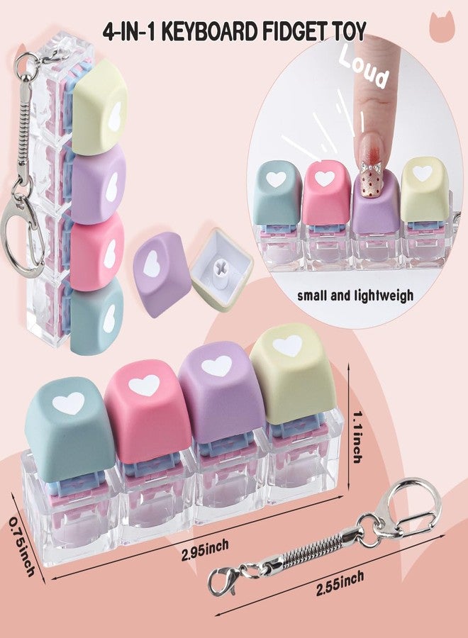 Hyekit Keyboard Fidget Toy - Creamy Stress Relief Fidget Clicker Keychain with PBT Love-Heart MOA Keycaps, Quiet Fidget Toys for Adults, Boost Focus & Calm Anxiety at Work, Travel(1-Pack) - Image 2