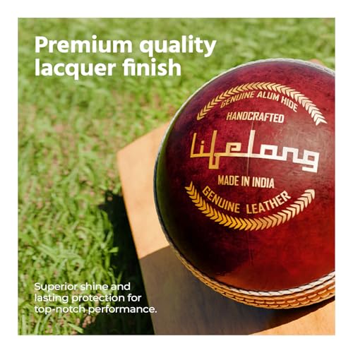 Lifelong Cricket Leather Ball | 4-Piece Hand-Stitched | Genuine Leather | Premium Lacquer Finish | High Abrasion Resistance | ICC Standard Weight 156g | Ideal for 20 Over Match & Training | Red - Image 4
