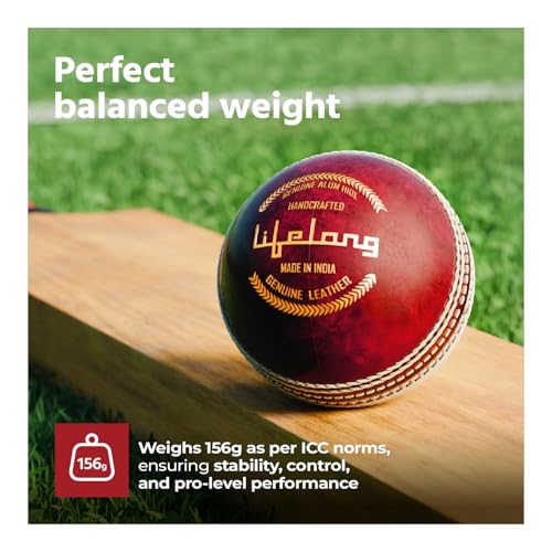 Lifelong Cricket Leather Ball | 4-Piece Hand-Stitched | Genuine Leather | Premium Lacquer Finish | High Abrasion Resistance | ICC Standard Weight 156g | Ideal for 20 Over Match & Training | Red - Image 5