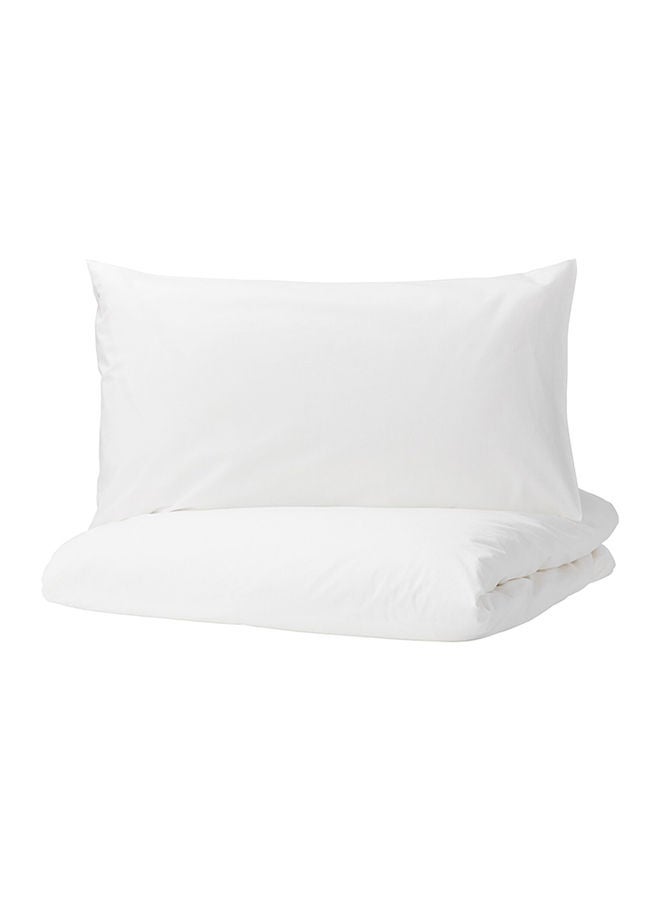 NIBEMINENT 3-Piece Pillowcase With Quilt Cover Set Fabric White  - Image 1