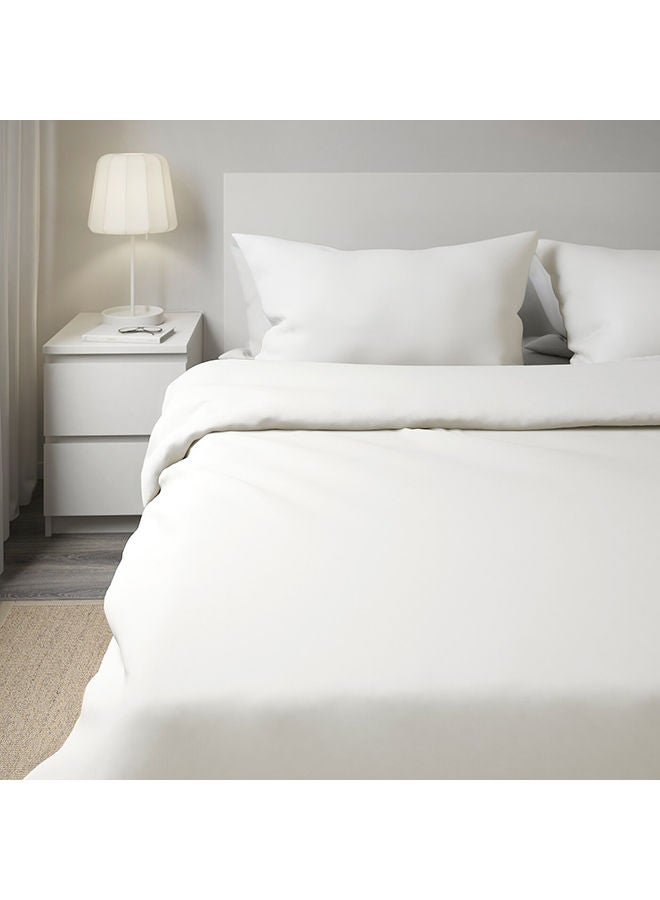 NIBEMINENT 3-Piece Pillowcase With Quilt Cover Set Fabric White  - Image 3