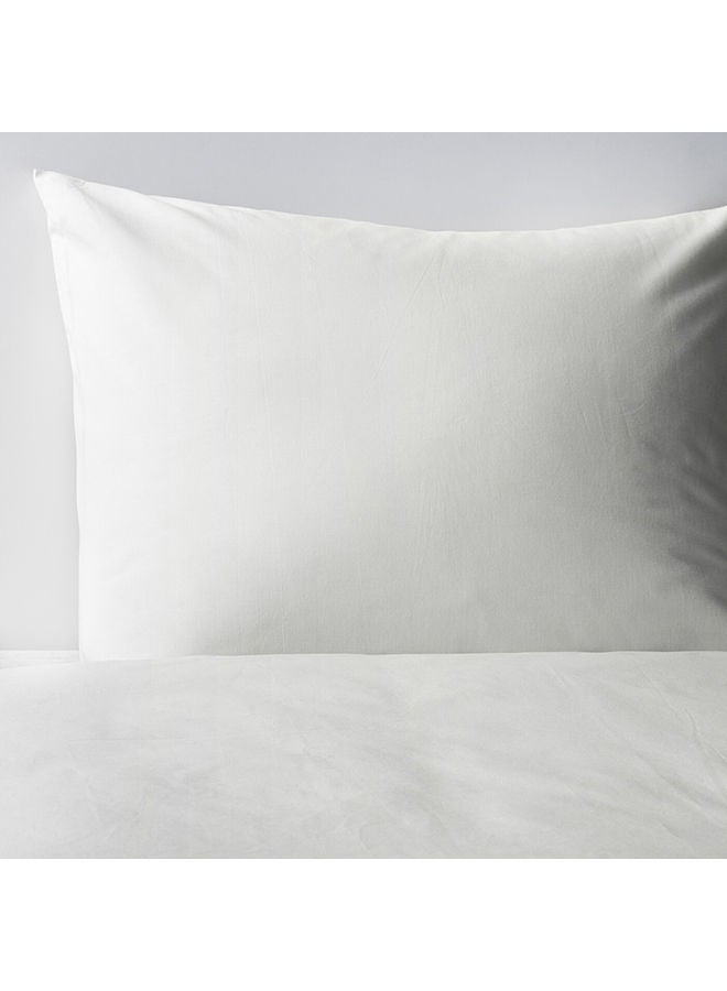 NIBEMINENT 3-Piece Pillowcase With Quilt Cover Set Fabric White  - Image 2
