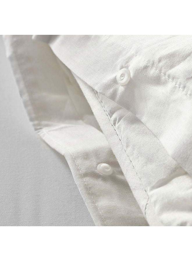 NIBEMINENT 3-Piece Pillowcase With Quilt Cover Set Fabric White  - Image 4
