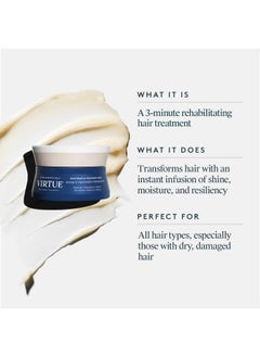 VIRTUE Virtue Restorative Hair Mask Treatment for Damaged Hair with Keratin and Baobab Seed Oil, Safe for All Hair Types, Color Safe  - Image 2