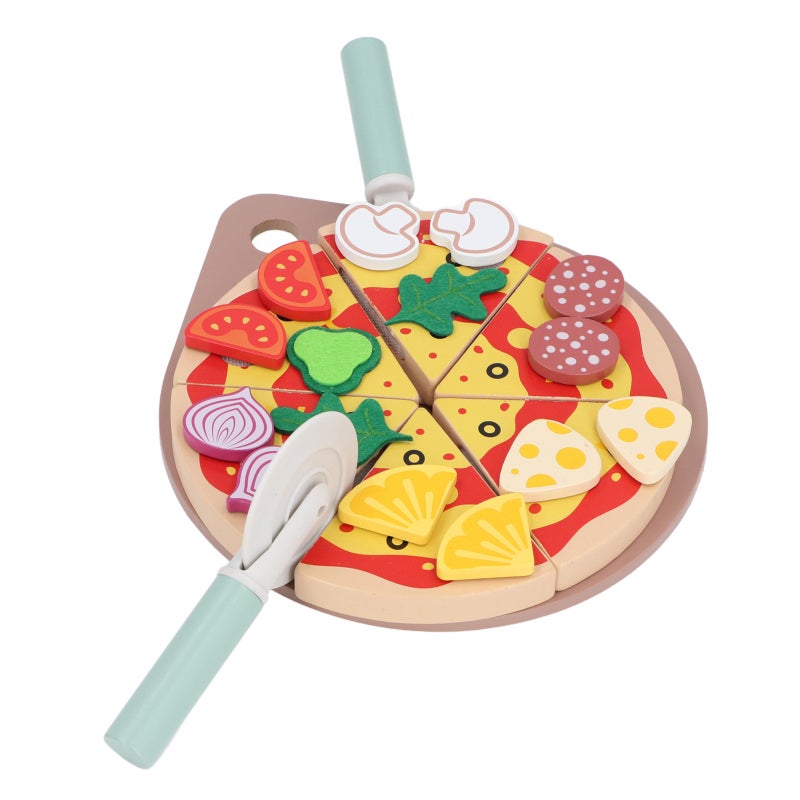 Wooden Pizza Cutting Playset 3 In 1 Design Premium Sustainable Wood - Innovative Accessories Educational Kitchen Playset for Kids Ages 3+ - Image 2