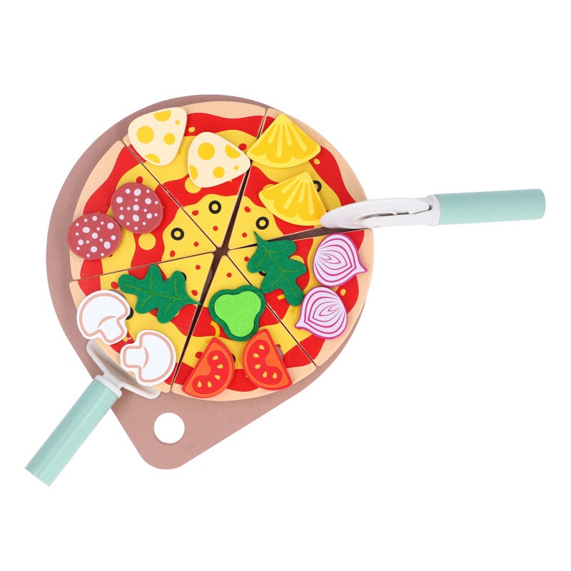 Wooden Pizza Cutting Playset 3 In 1 Design Premium Sustainable Wood - Innovative Accessories Educational Kitchen Playset for Kids Ages 3+ - Image 3