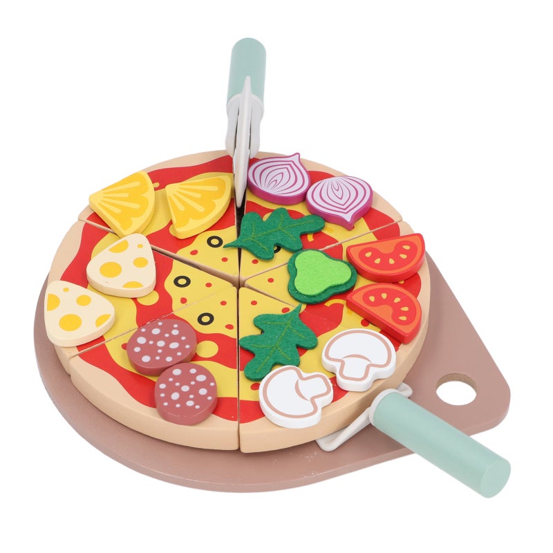 Wooden Pizza Cutting Playset 3 In 1 Design Premium Sustainable Wood - Innovative Accessories Educational Kitchen Playset for Kids Ages 3+ - Image 5