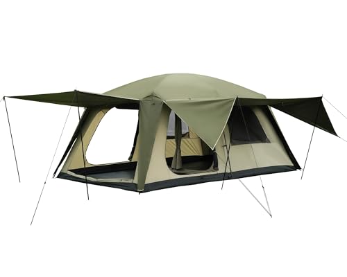 Vidalido 8-10 Person Camping Tent with 3 Door 2 Room Large Family Cabin Tents, Double Layer Waterproof Portable Glamping Tent, Big Tents for Outdoor Picnic Camping Hiking and Family Gathering - Image 1