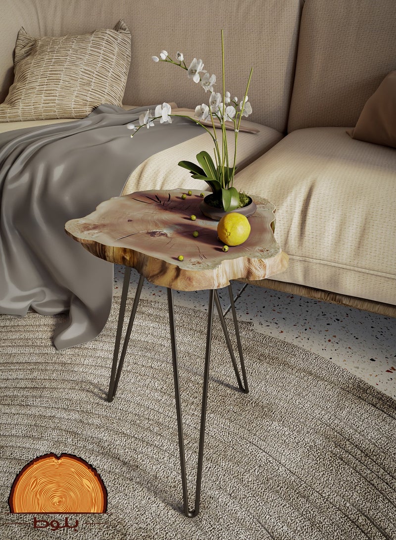 bilutih Natural wood coffee service table straight from the trunk in an attractive curvy shape 