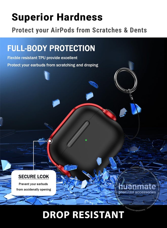 Apple AirPods 4 Premium Protection Case Cover - Black/Red - Lightweight, Stylish Design, Accurate Cut-outs - Easy to Install & Remove - Durable Shield for Your Apple AirPods 4