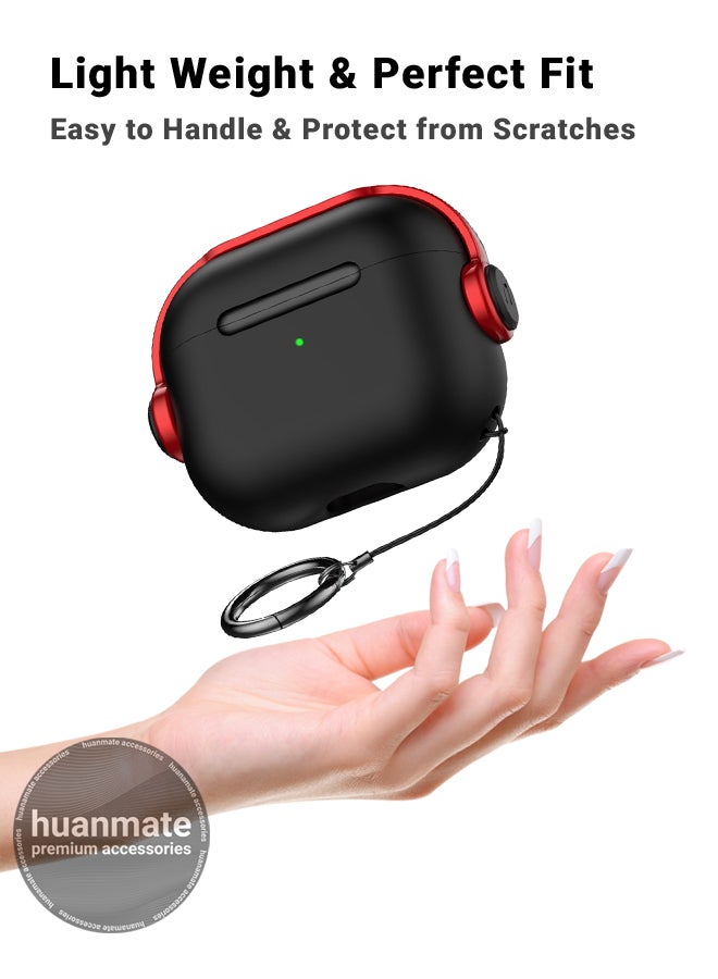 Apple AirPods 4 Premium Protection Case Cover - Black/Red - Lightweight, Stylish Design, Accurate Cut-outs - Easy to Install & Remove - Durable Shield for Your Apple AirPods 4