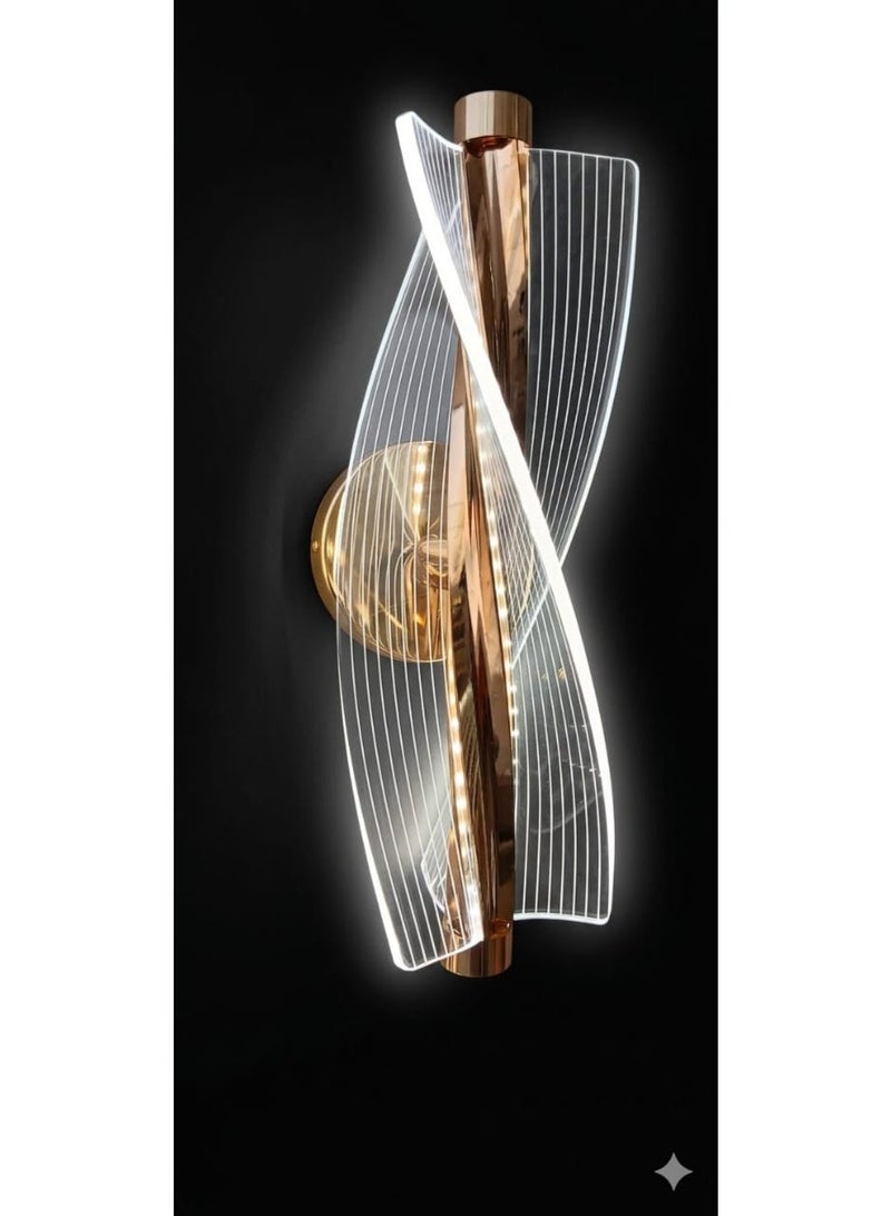Humars Modern Spiral LED Wall Sconce – Luxury Rose Gold Acrylic Ribbon Wall Light for Living Room, Bedroom, and Hallway - Image 2
